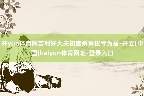 开yun体育网吉利好大夫初度杀青扭亏为盈-开云(中国)kaiyun体育网址-登录入口