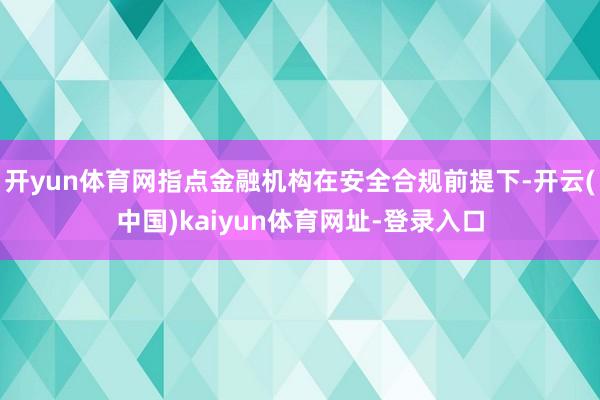 开yun体育网指点金融机构在安全合规前提下-开云(中国)kaiyun体育网址-登录入口