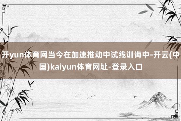 开yun体育网当今在加速推动中试线训诲中-开云(中国)kaiyun体育网址-登录入口