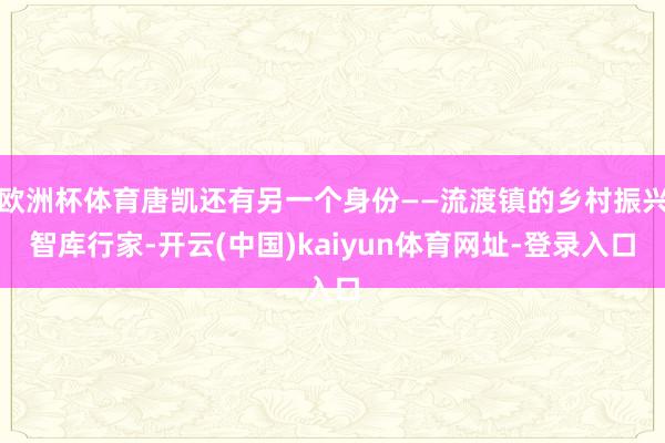 欧洲杯体育唐凯还有另一个身份——流渡镇的乡村振兴智库行家-开云(中国)kaiyun体育网址-登录入口
