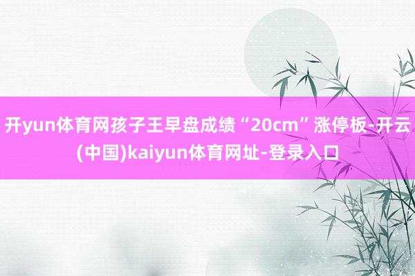 开yun体育网孩子王早盘成绩“20cm”涨停板-开云(中国)kaiyun体育网址-登录入口